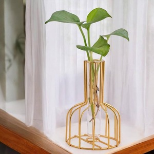 Gold Metal <b>Wire</b> Vase Elegant and Modern Decorative <b>Flower</b> Holder Perfect for Home Office Tabletop Decor From India - Product Image 5