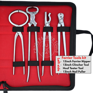 Custom Equine Hoof Trimmer Kit Hoof Nipper Pull-Off <b>Tool</b>, Clincher Tester Rasp, Hammer, Sharpe Knife Toe Knife & Farrier Buffer - Product Image 4