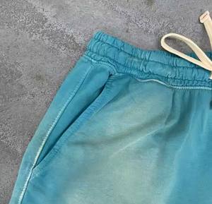 Nueva ropa de moda 100% algodón de gran tamaño lavado con ácido pantalones cortos para hombre ropa de moda cuello redondo en calidad de lujo con trabajo personalizado - Product Image 6