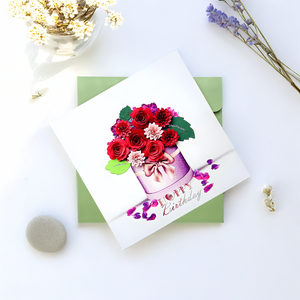 Carte de vœux d'anniversaire écologique faite à la main au Vietnam avec estampage dorée et forme carrée - Design personnalisé GBV023 - Product Image 5