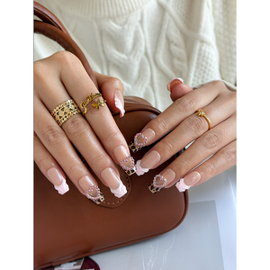 Art des ongles à pression motif léopard cœur rose - Product Image 2