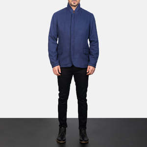 Chaqueta de Lana para Hombre Thomas, Azul, Estilo Casual de Invierno, Cuello Alto, Cierre de Cremallera Impermeable, Bordado Técnico, Tallas XS-XL - Product Image 3