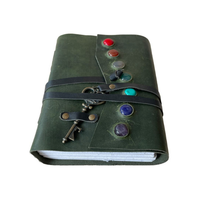 Journal en cuir à sept pierres fait à la main, carnet de croquis en papier de coton à reliure souple, cahier de dessin et cadeau d'écriture, journal de voyage