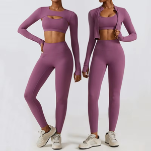 Gran oferta, transpirables deportivos nuevos conjuntos de alta elasticidad, conjuntos cómodos para exteriores, ropa para gimnasio de secado rápido al aire libre, conjuntos de Yoga de 2 uds de estilos - Product Image 2