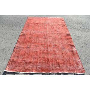 Alfombra turca de área grande de 9x12 roja Vintage de lana de látex de 10mm Rectangular para adolescentes de entrada, diseño de retazos A LA Hallway-5x8.3ft - Product Image 2