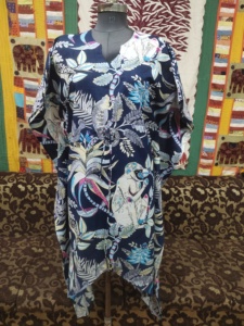 Robe safari unisexe confortable en pur coton imprimé à la main animal bleu désert robe de couverture décontractée naturelle hommes femmes grande taille - Product Image 5