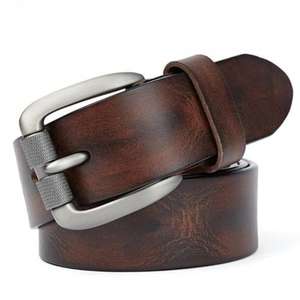 Cinturón Casual Ligero y Ecológico BS INTERNATIONAL NA154 con Hebilla de Calavera de Acero y Cuero Vacuno, Estampado por Transferencia de Calor, Diseño Sólido - Product Image 2