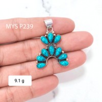 Pendentif en argent sterling 925 fait à la main, pierre précieuse turquoise de Mohave naturelle, prix de gros