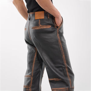 Pantalones de cuero de calle desteñidos con lavado ácido de alta calidad OEM Etiqueta personalizada Pantalones de cuero cargo de cintura media vintage ligeros-Nueva llegada - Product Image 3