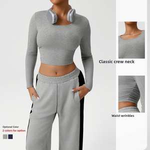 Conjuntos Deportivos para Mujer, Ropa Deportiva, Top Corto de Manga Larga, Pantalones Deportivos, Chándal para Gimnasio - Product Image 3