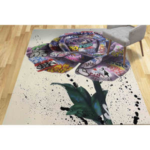 Tapis Banksy Rose Graffiti : Tapis d'appoint antidérapant, tapis doux non tissé - Product Image 1