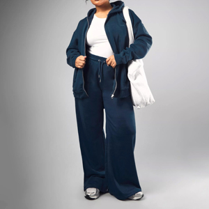 Ensemble deux pièces décontracté pour femme, survêtement de jogging, personnalisable avec logo OEM, uni, teint uni, coupe droite, longueur intégrale, pour l'hiver - Product Image 2