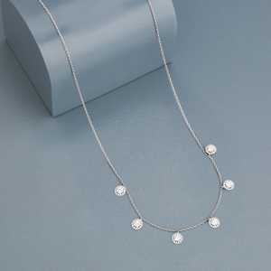 92.5 Silver <b>Necklace</b> with Diamond Ball Shape for Wedding Occasions-188865 - Product Image 2