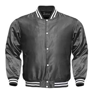 Blouson d'aviateur en satin pour sports légers imprimé de logo personnalisé Blouson d'université en soie pour satin - Product Image 4