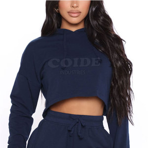 Sudadera con capucha recortada informal de algodón suave informal 2025 para mujer, nuevo diseño, Top corto con logotipo personalizado, Sudadera con capucha para mujer - Product Image 6