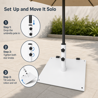 Base de parasol roulante JH-Mech 75 lbs, 24 pouces, support de parasol mobile pour patio avec roues et double verrouillage, base de parasol d'extérieur