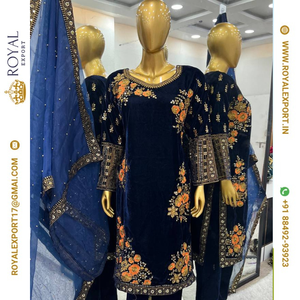 Collection exclusive de salwar en velours pour femmes adultes, nouvelle collection de vêtements de soirée, par Royal Export Surat Gujarat - Product Image 4