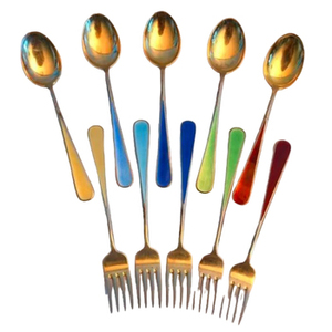 Elegant and Colorful <b>Flatware</b> <b>Set</b> with Glossy Finishing Handles for Stylish Kitchens Parties and Gifting Purposes From India - Product Image 1