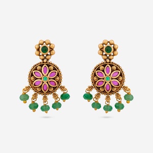 Boucles d'oreilles pendantes florales en cuivre pour mariage, style religieux tendance, en alliage de zinc - Product Image 1