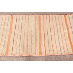 Tapis turc vintage 2,9x10,3 pieds, tapis persan en laine blanche Kilim - Product Image 4