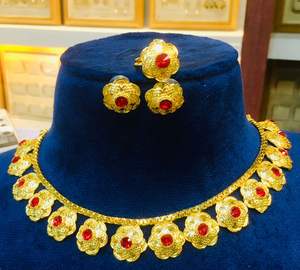 ชุดเครื่องประดับแฟชั่นวินเทจคลาสสิกของผู้ผลิตอินเดียทอง24K พร้อมสร้อยคอทองแดงเข็มกลัดที่ได้รับแรงบันดาลใจจากฝรั่งเศสสหรัฐอเมริกา - Product Image 5