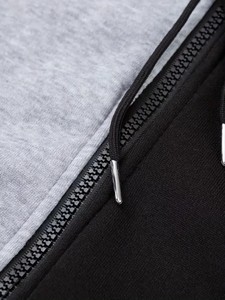 OEM Sweat-shirt à capuche unisexe de haute qualité en molleton de coton bicolore avec fermeture éclair complète et col à capuche imprimé bouffant - Product Image 5