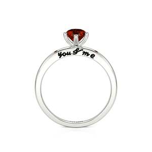 Jeulia You & Me Heart Engagement <b>Ring</b> in Sterling <b>Silver</b> with Ruby - Product Image 1