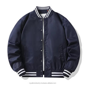 Nueva llegada de talla grande chaquetas de hombre de manga acanalada de algodón de moda de un solo pecho bombardero chaqueta de béisbol cárdigan suelto abrigo sólido - Product Image 3