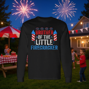 T-shirt à manches longues pour frères, motif promotionnel « Little Firecracker », pour l'anniversaire du 4 juillet - Product Image 3