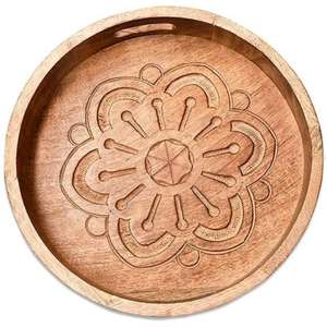 Bandeja de madera con diseño tallado a mano, bandeja decorativa para servir té y café de alto estándar, bandejas de diseñador personalizadas con asas de Metal - Product Image 5