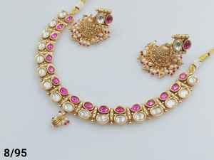 INDIAN TRADITIONAL and FASHIONABLE COPPER <b>JEWELLERY</b> BRIDAL WEDDING <b>JEWELLERY</b> <b>SET</b> for WOMEN EARRINGS and NECKLACE <b>SET</b> - Product Image 2