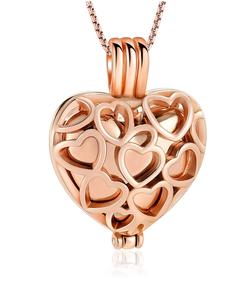 Collar de medallón de corazón eterno de urna de joyería de cremación conmemorativa de color oro rosa completo con Mini urna para cenizas amado tamaño personalizado - Product Image 1