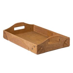 Bandeja de servicio de cuero negro oscuro para colocar mesas de centro decorativas o presentaciones funcionales de alimentos y bebidas - Product Image 4