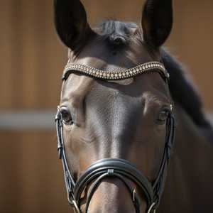 Banda de cejas de caballo de cuero con diamantes de imitación de cristal de lujo para bridas ecuestres - Product Image 1
