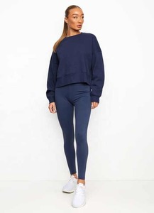 2025 100%COTTON FLEECE BLUE PLAIN BLANK WHOLESALE CUSTOM OVERSIZED <b>WOMEN'S</b> CREWNECK SWEATSHIRT HOODIE FOR HEAVY <b>WEIGHT</b> - Product Image 4