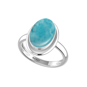 Bague en argent sterling 925, finition haute qualité, sertie de pierres de larimar taillées en cabochon, formes variées, classique, tendance, pour mariage, fête, mode - Product Image 2