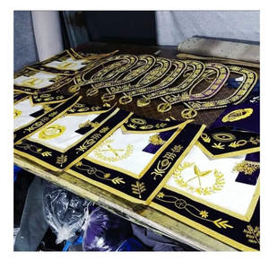 Masonic Regalia Insignias hechas a mano y delantal de tienda de regalos con puños y faja Cuero Masonería Regalia Bordado Delantal de alambre triple - Product Image 3