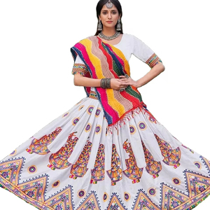 El último diseñador Georgette Mirror Work Impreso Lehenga Choli por Fab Zone - Product Image 1