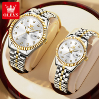 OLEVS 5526 Couple Watches Top Brand Original Quartz Wristwatch Waterproof Luminous Diamond Scale Magnifier Man and Women Watch