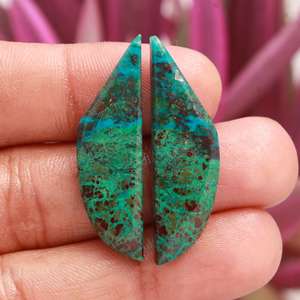 Pendientes de Piedra de Crisocola Natural, Cabujones de Piedras Preciosas Verdes Sueltas, Pares de Cabujones de Piedra para la Fabricación de Joyas - Product Image 4