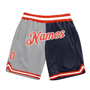 Pantalones cortos de baloncesto Industrie Direct Engro Sportswear Custom Grey Orange-Navy Authentic Throwback Split Fashion Basketball Shorts - Product Image 1