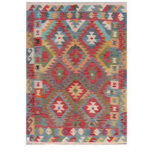 Alfombra Kilim de Maimana, Afganistán, 241 x 174 cm para Decoración del Hogar - Product Image 1