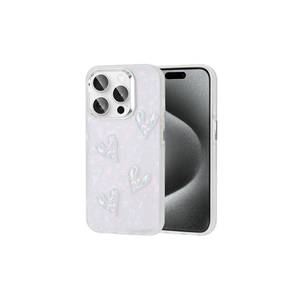Coque en silicone brillante avec motif de cœur en relief, compatible avec l'iPhone 15 Pro, impression UV, protection de dessin animé pour le modèle XR - Product Image 1