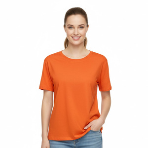 T-shirts pour femmes légers fabriqués en usine pour la vente en ligne, t-shirts pour femmes en coton de la meilleure qualité, OEM vierge - Product Image 1