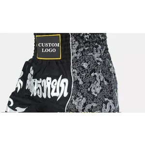 Pantalones Cortos de Muay Thai Personalizados al por Mayor, Fabricante OEM, Proveedor, Pantalones Cortos Deportivos de Satén para Entrenamiento de Boxeo Tailandés, 120 a 160 GSM - Product Image 5