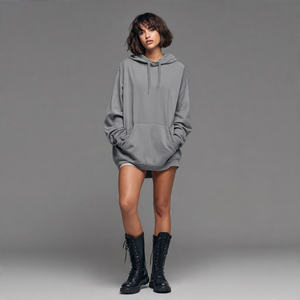 Sweat à capuche pour femme à épaules tombantes, imprimé, délavé à la pierre, en polaire 500 GSM, pour l'hiver, le jogging en extérieur, style streetwear, logo frontal - Product Image 4