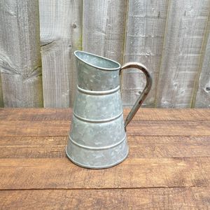 New Galvanized Metal Jug Planter Flower <b>Vase</b> Pitcher Embossed Lines for Home and Garden Decor Flower Pot Pitcher - Product Image 2