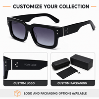 Lunettes de soleil rectangulaires polarisées en acétate style vintage Mellume, protection UV400, double rivet, logo personnalisé, pour hommes et femmes