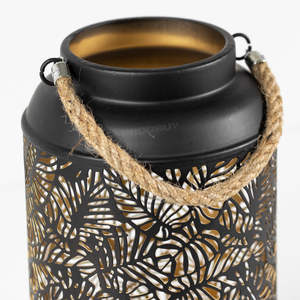 Farol Decorativo de Metal con Diseño de Hojas, Portavelas con Brillo Cálido para Sala de Estar, Balcón, Jardín, Decoración del Hogar - Product Image 2