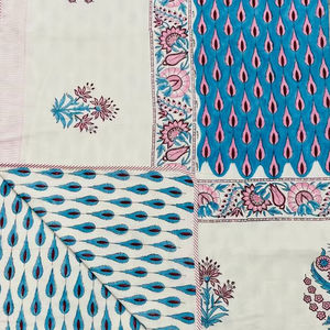 Jaipur Hand <b>Block</b> Printed Soft Cotton Single <b>Bed</b> Dohar Artisan Made Traditional Hand Crafted 100% Cotton Reversible Dohar - Product Image 5
